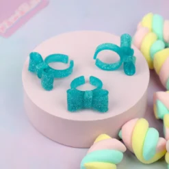 Chonky Ring - Turkos Glittrig Rosett