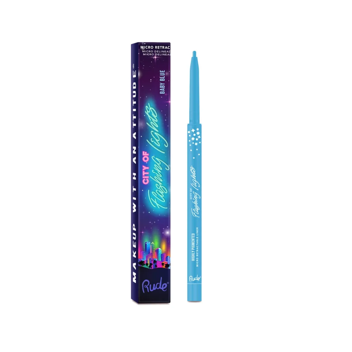 City of Flashing Lights Micro Retractable Liner - Baby Blue