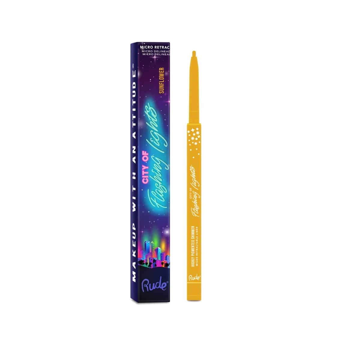 City of Flashing Lights Micro Retractable Liner - Sunflower