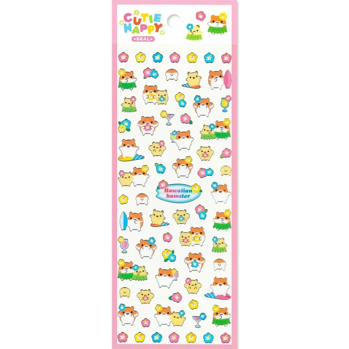 Cutie Happy Stickers - Hawaiian Hamster