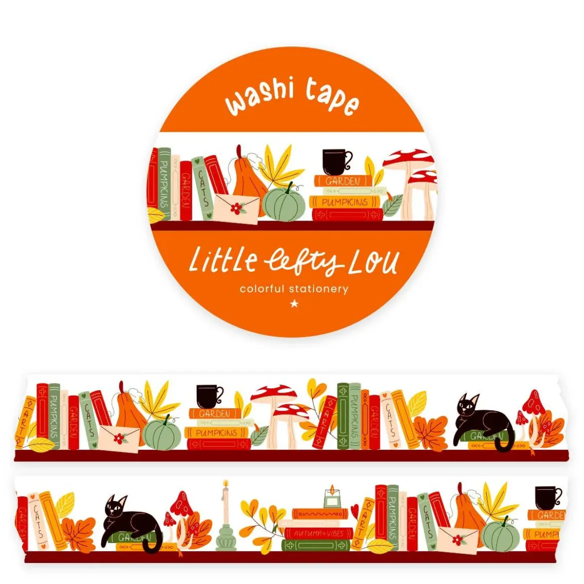 Fall Bookshelf Washi Tape