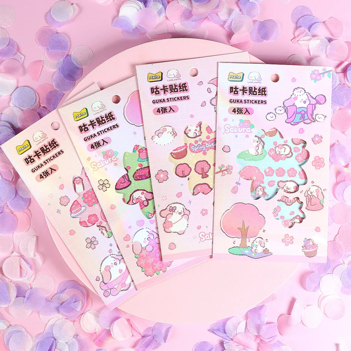 Glittriga stickersark - Sakura Bunny