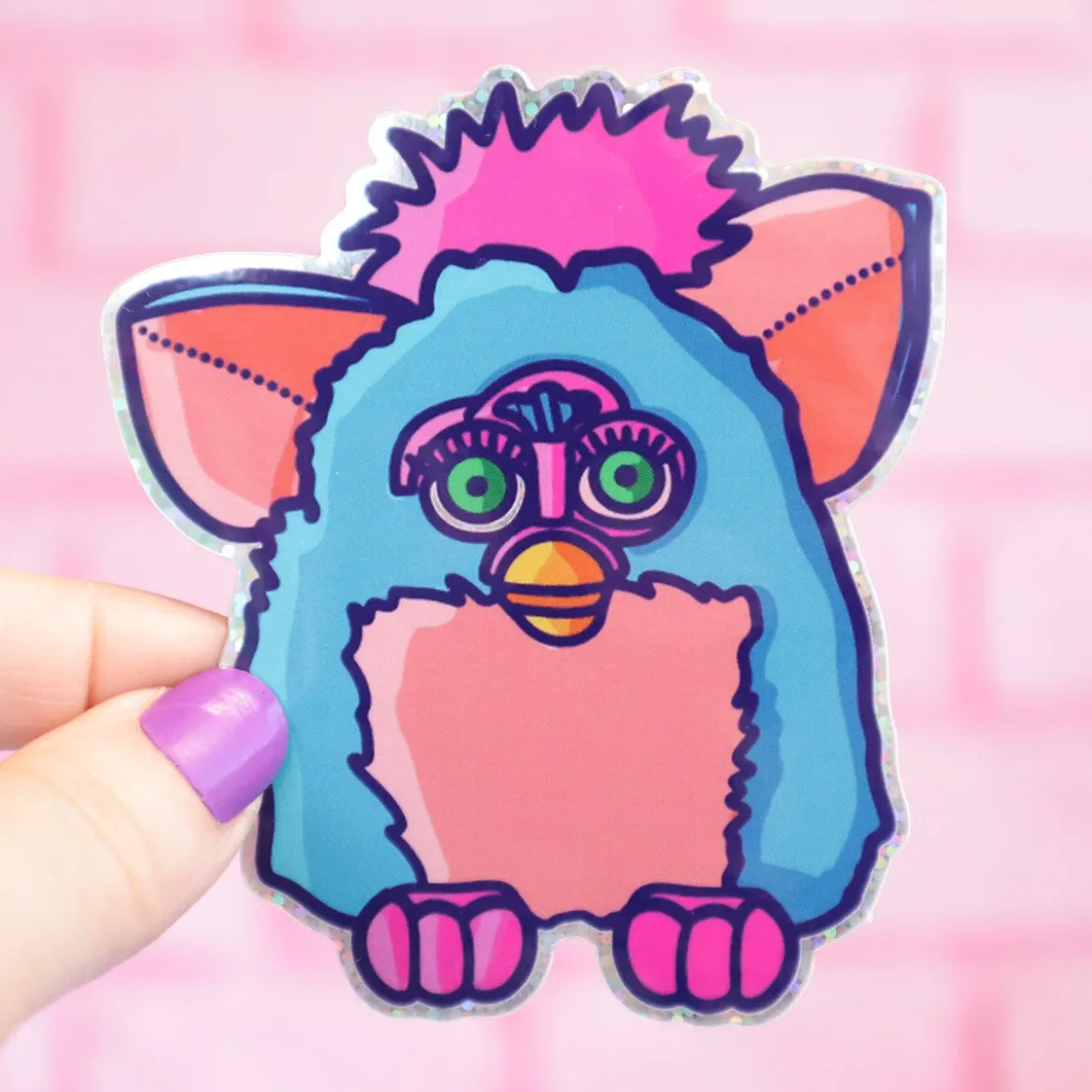 Glittrig sticker - Furby