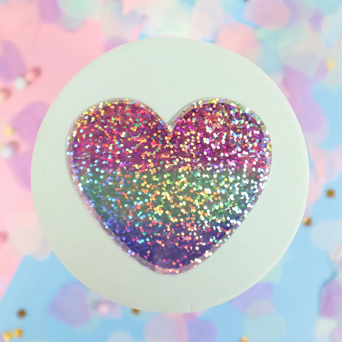 Glittrig sticker poly heart
