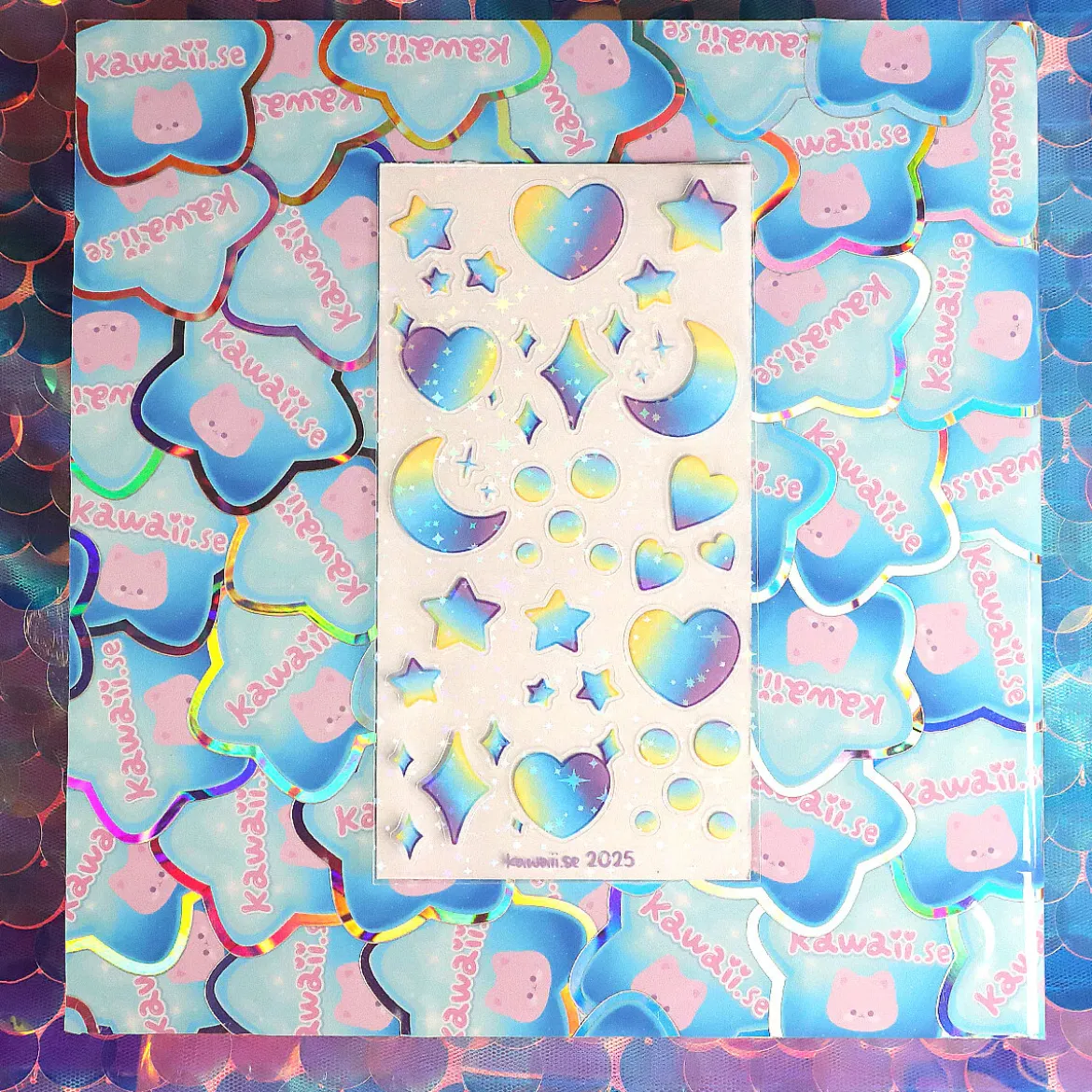 Glittrigt stickersark - Moons and stars