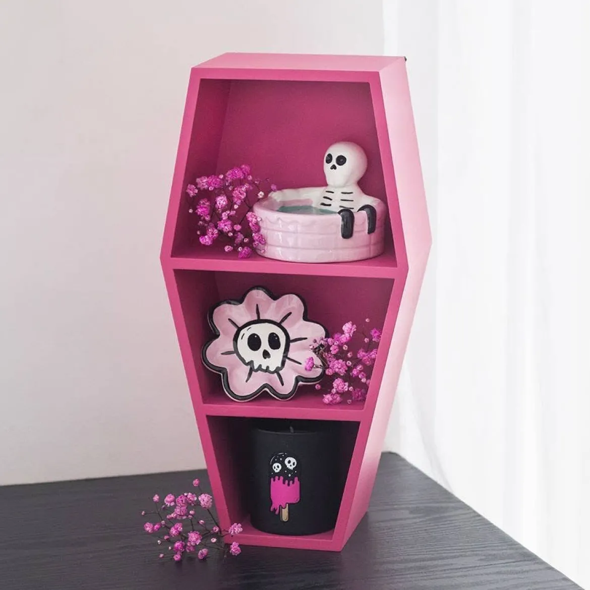 Hot pink kistformad trinket-hylla