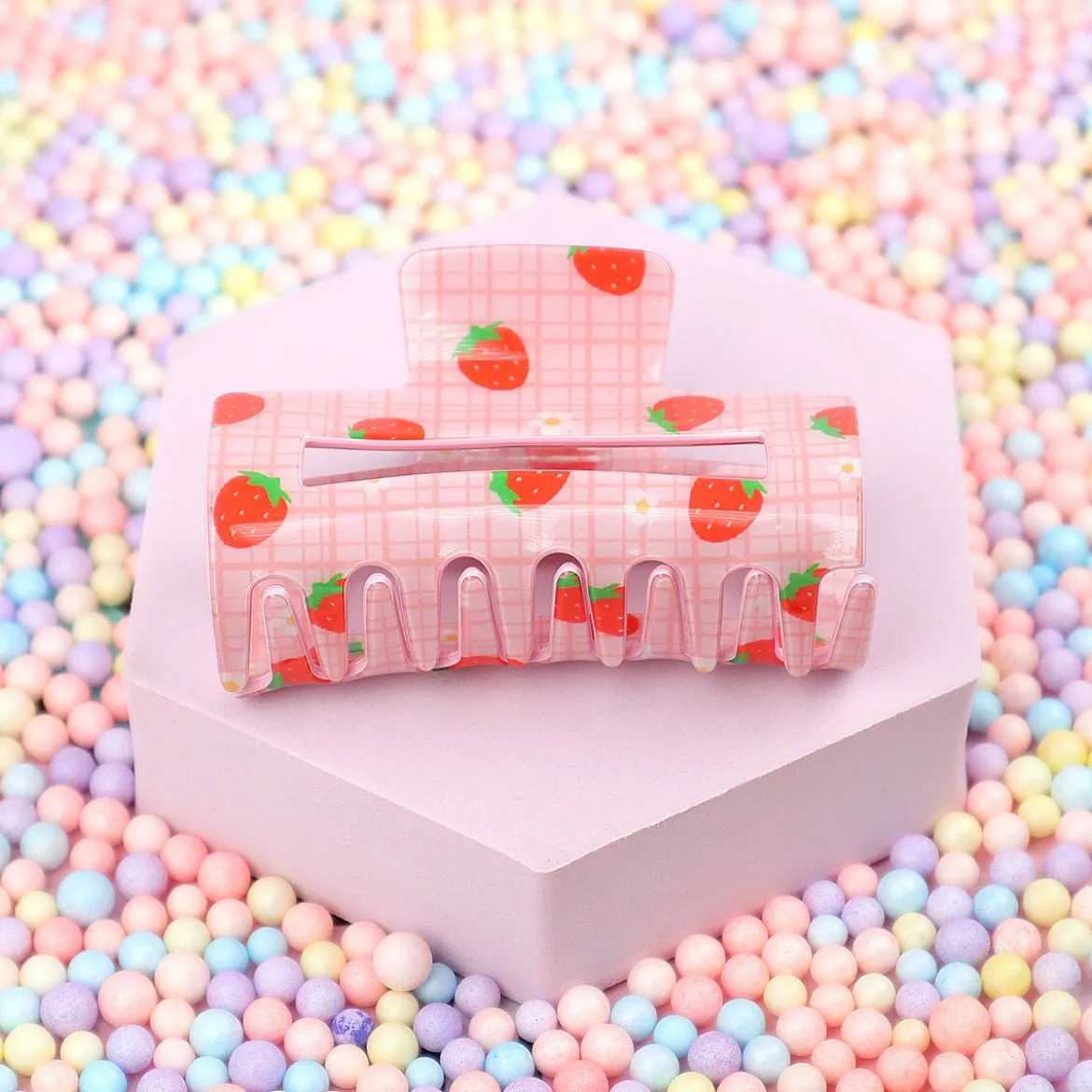 Hårklämma - Plaid Strawberries