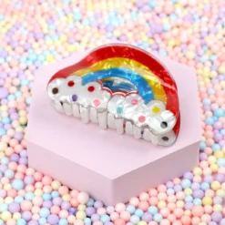 Hårklämma - Polka Dot Rainbow