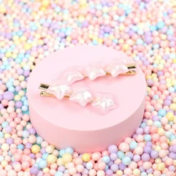 Hårklämmor 2-pack - Pink Chubby Stars