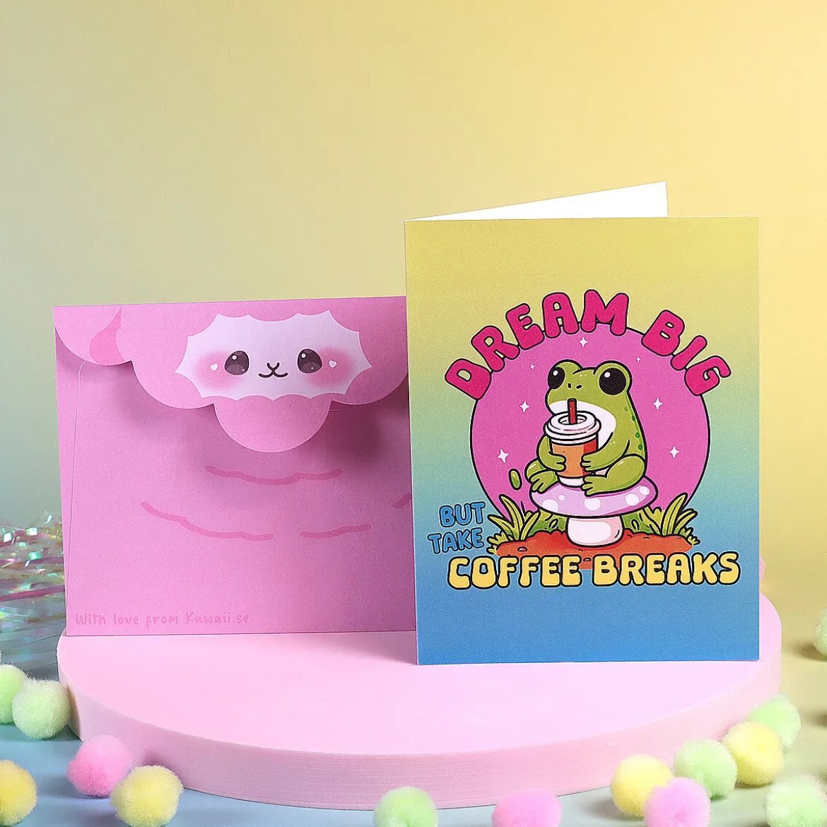Kort med kuvert - Dream big but take coffee breaks