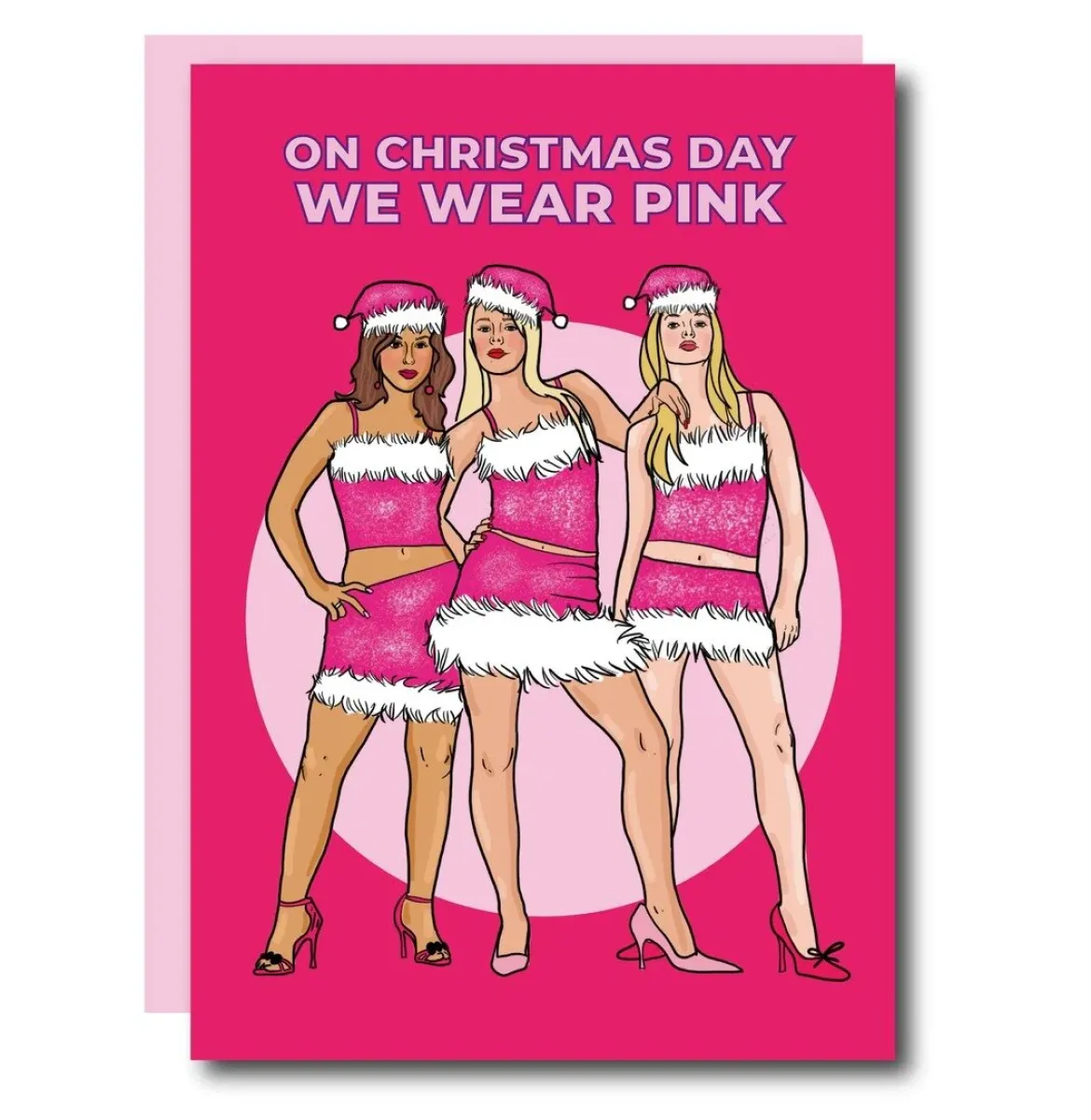 Kort med kuvert - On Xmas Day We Wear Pink