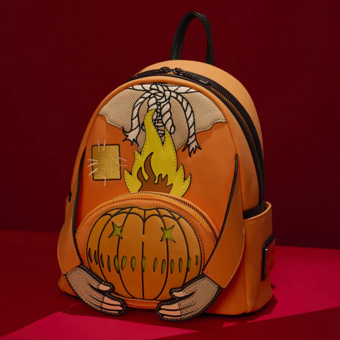Loungefly Mini Backpack, Trick ´R Treat Flaming Pumpkin Head