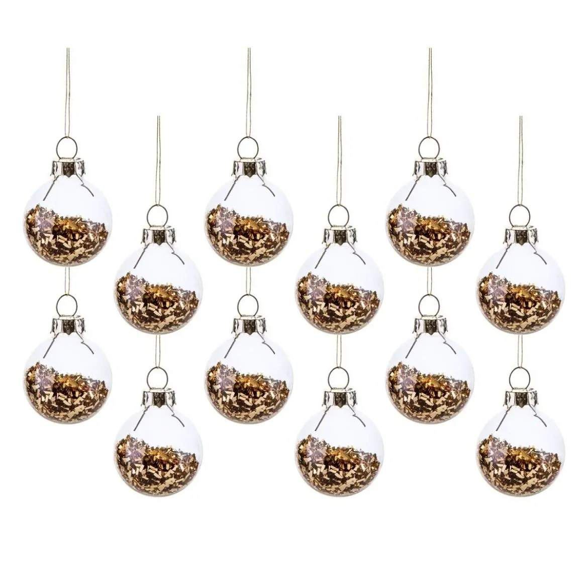Mini-julkulor med guldglitter 12-pack