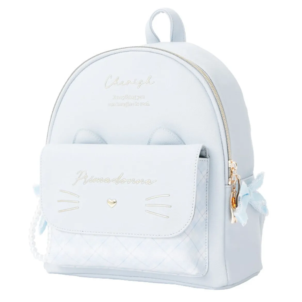 Mini Ryggsäck Cat med pärlcharm - Blå