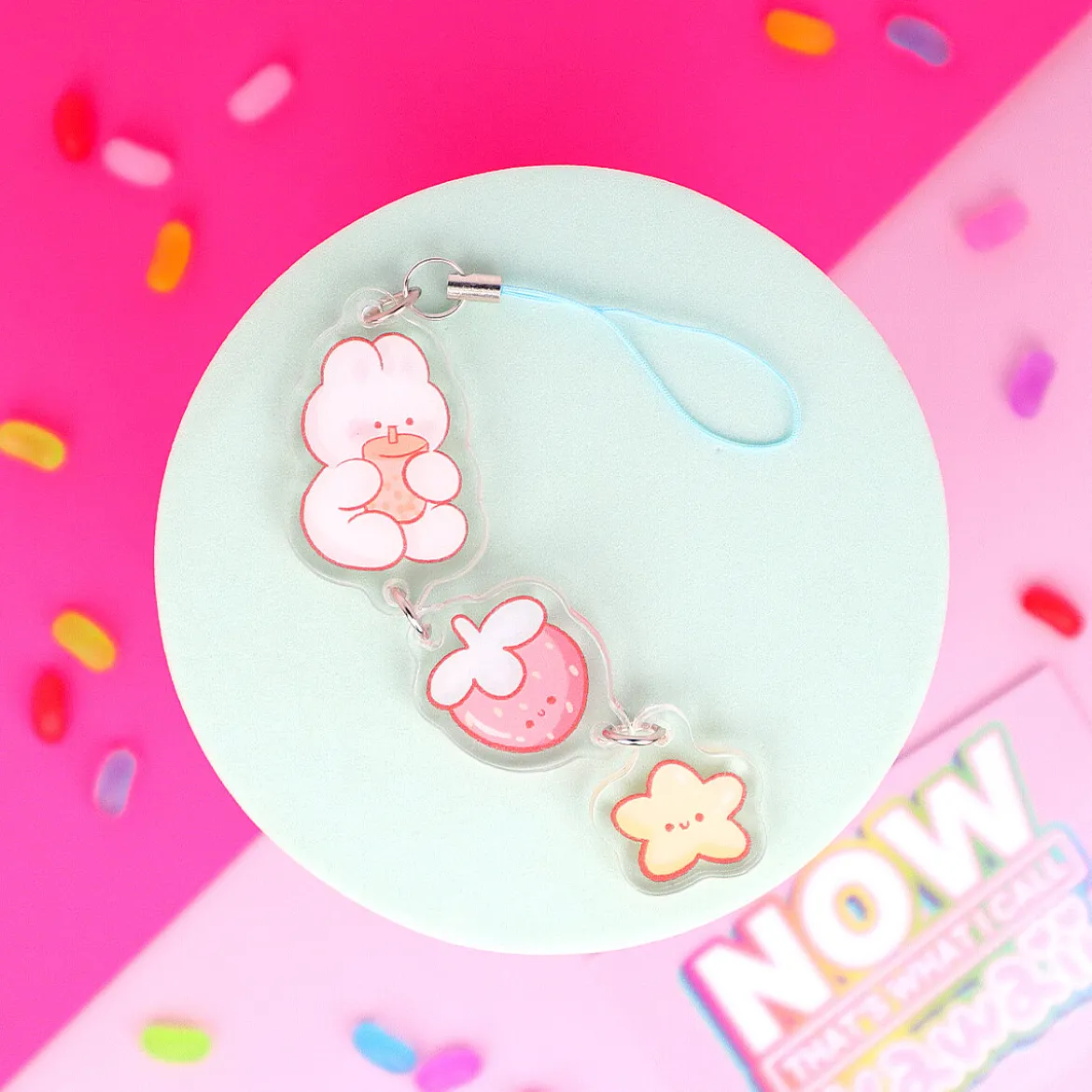 Mobilsmycke - Boba Bunny, Strawberry & Star