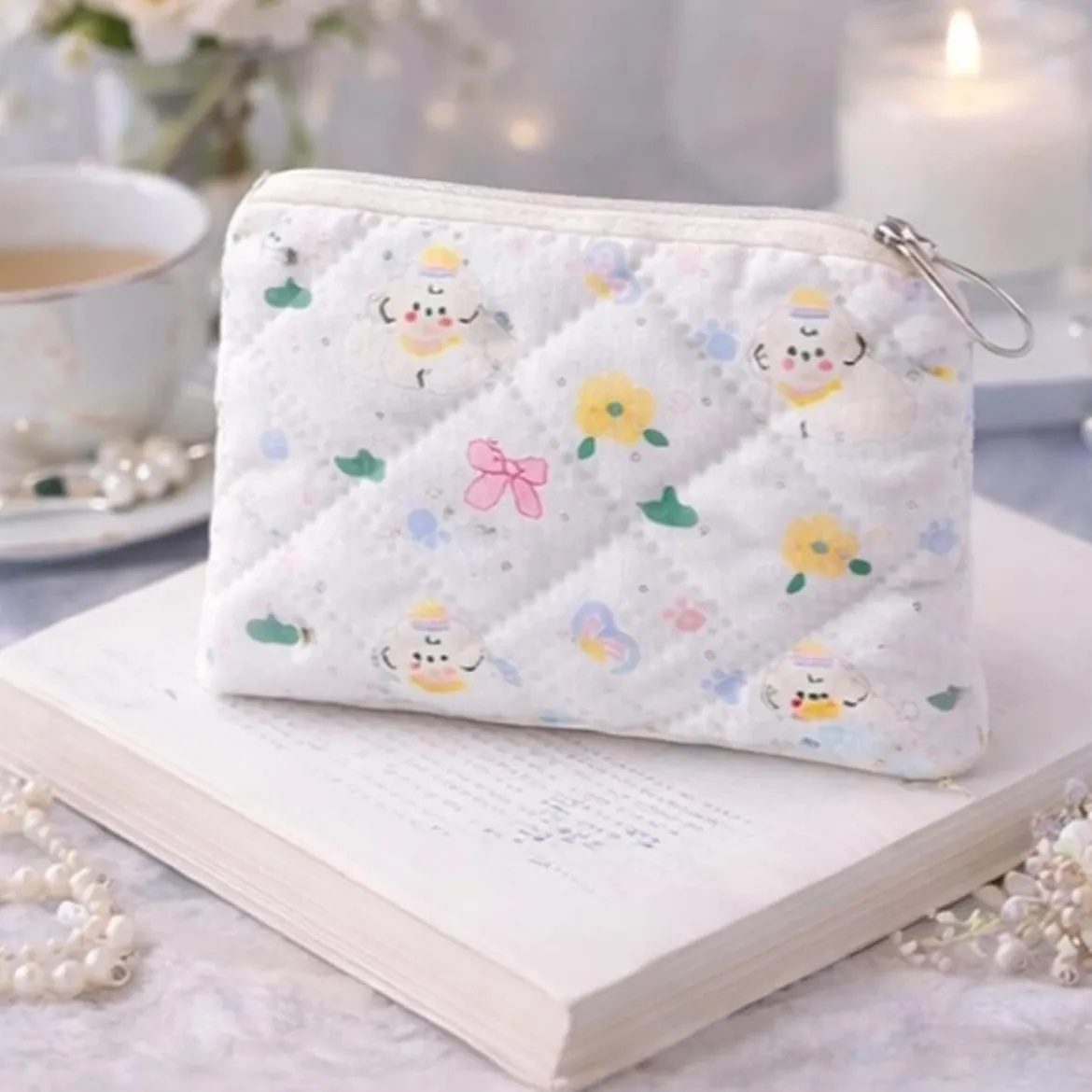 Myntbörs - Quilted Puppy Purse Vit