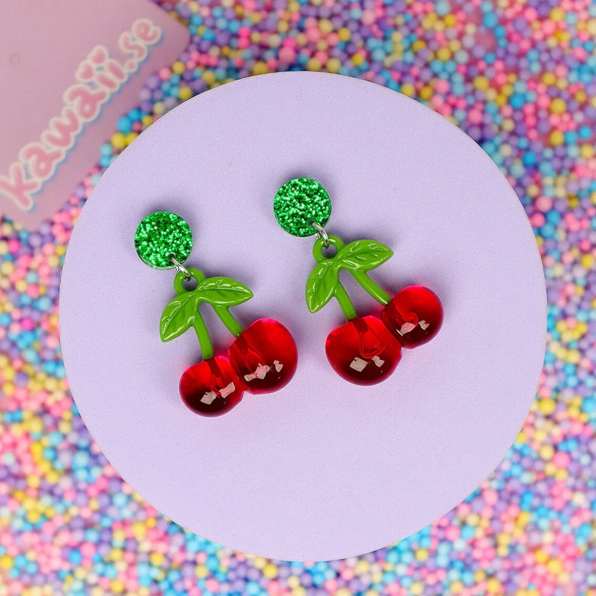 Örhängen - Glitter Cherries
