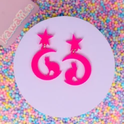 Örhängen - Hot Pink Cat Moons