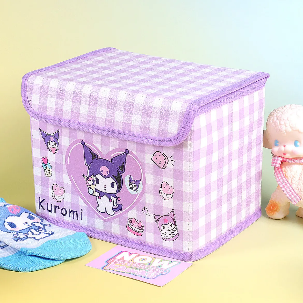 Rutig lila låda med lock - Kuromi i hjärta