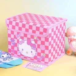 Rutig rosa låda med lock - Cute Hello Kitty
