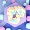 Scrunchie - Off White & Blue Bows