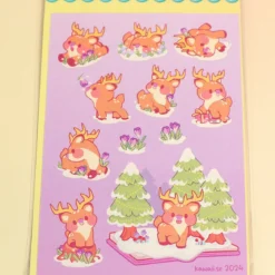 Stickersark A6 - Snowy deer