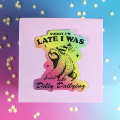 Stor glittrig sticker - Dilly dallying sloth