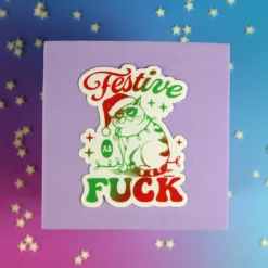 Stor transparent sticker - Festive as fuck