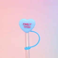 Straw topper - Blue heart, Only you