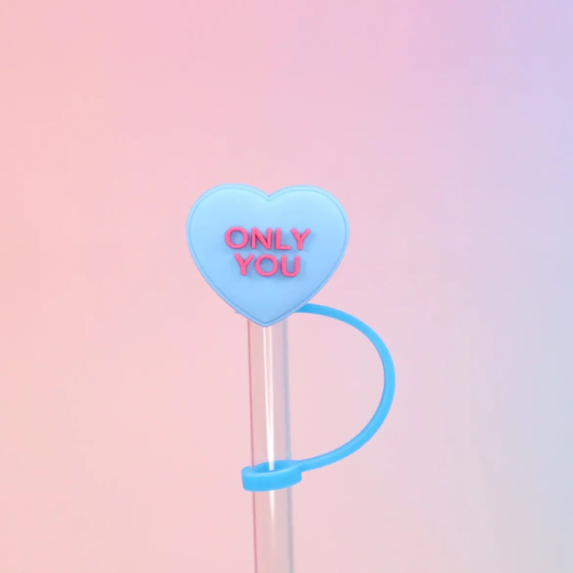 Straw topper - Blue heart, Only you
