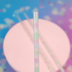 Sugrör - Transparent med färgglada snöflingor