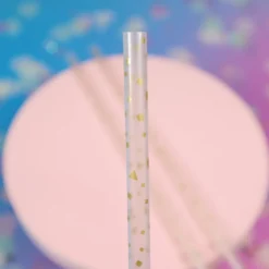Sugrör - Transparent med guldigt konfetti